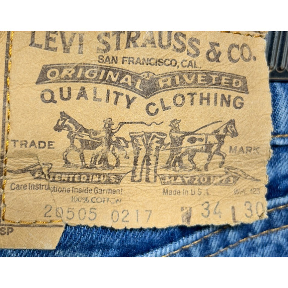 Vintage Levis 505 Orange Tab USA Denim Jeans 32 x 29 70s Straight - Picture 4 of 11